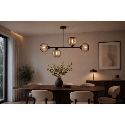 Brilagi - Przysufitowy żyrandol DIOR 4xE27/60W/230V czarny/dymnoszary