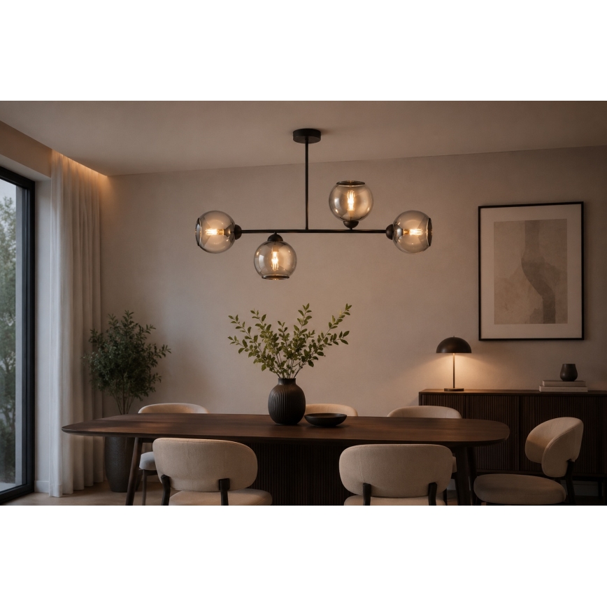 Brilagi - Przysufitowy żyrandol DIOR 4xE27/60W/230V czarny/dymnoszary