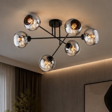 Brilagi - Przysufitowy żyrandol DIOR 6xE27/60W/230V czarny/przydymiony szary