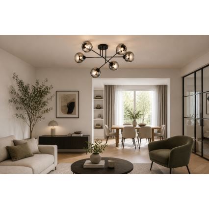Brilagi - Przysufitowy żyrandol DIOR 6xE27/60W/230V czarny/przydymiony szary
