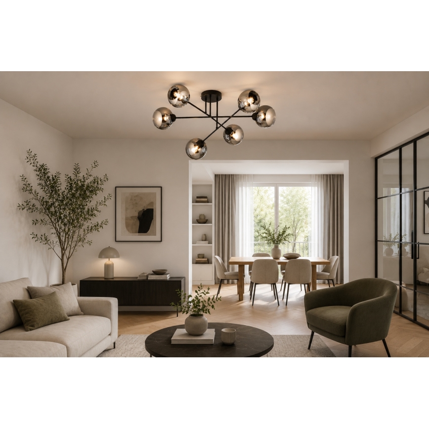 Brilagi - Przysufitowy żyrandol DIOR 6xE27/60W/230V czarny/przydymiony szary