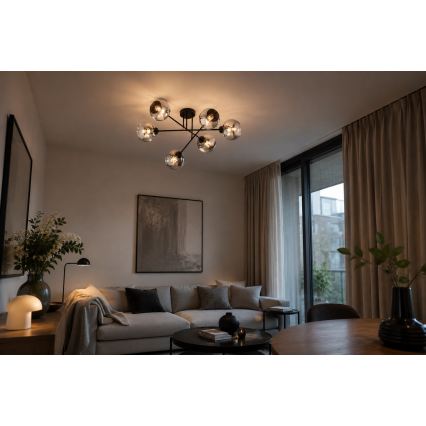 Brilagi - Przysufitowy żyrandol DIOR 6xE27/60W/230V czarny/przydymiony szary