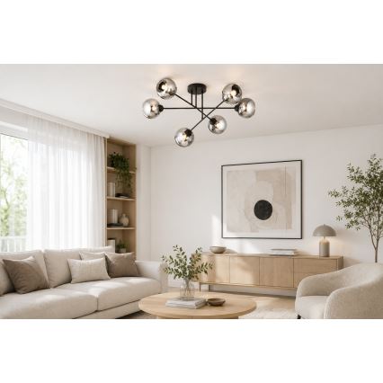 Brilagi - Przysufitowy żyrandol DIOR 6xE27/60W/230V czarny/przydymiony szary