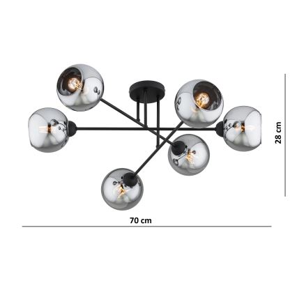 Brilagi - Przysufitowy żyrandol DIOR 6xE27/60W/230V czarny/przydymiony szary