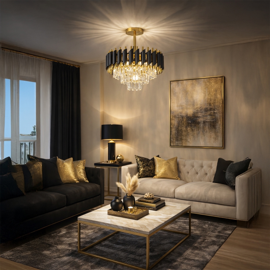 Brilagi - Przysufitowy żyrandol ECLIPSE 5xE14/10W/230V śr. 38 cm czarny/złoty