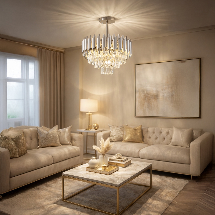 Brilagi - Przysufitowy żyrandol ECLIPSE 5xE14/10W/230V śr. 38 cm srebrny