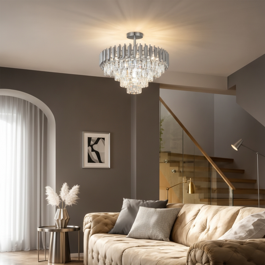 Brilagi - Przysufitowy żyrandol ECLIPSE 7xE14/10W/230V śr. 48 cm srebrny