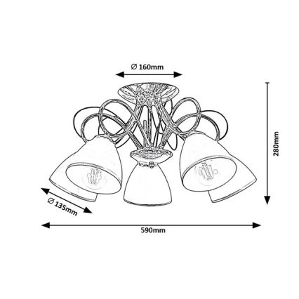 Brilagi - Przysufitowy żyrandol FRED 5xE27/60W/230V śr. 59 cm błyszczący chrom