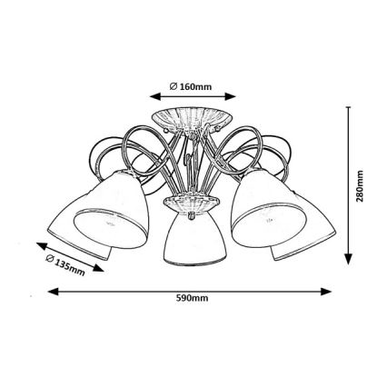Brilagi - Przysufitowy żyrandol FRED 5xE27/60W/230V śr. 59 cm brązowy