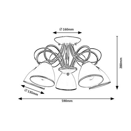 Brilagi - Przysufitowy żyrandol FRED 5xE27/60W/230V, średnica 59 cm, złoty