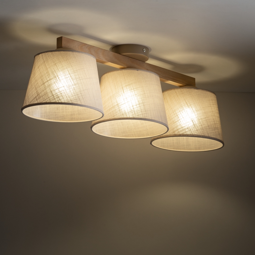 Brilagi - Przysufitowy żyrandol LATTE SABIA 3xE27/60W/230V sosna/beżowy