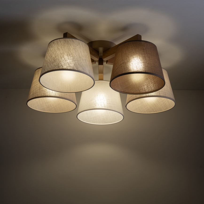 Brilagi - Przysufitowy żyrandol LATTE SABIA 5xE27/15W/230V sosna/mix