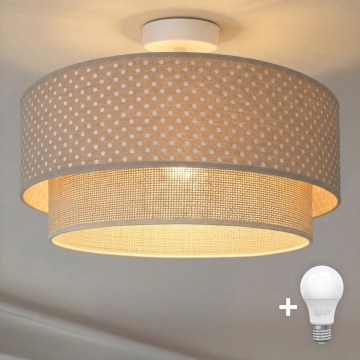 Brilagi - Przysufitowy żyrandol LED BOHO BOBO 1xE27/10W/230V Ø 40 cm w groszki beżowy/kremowy