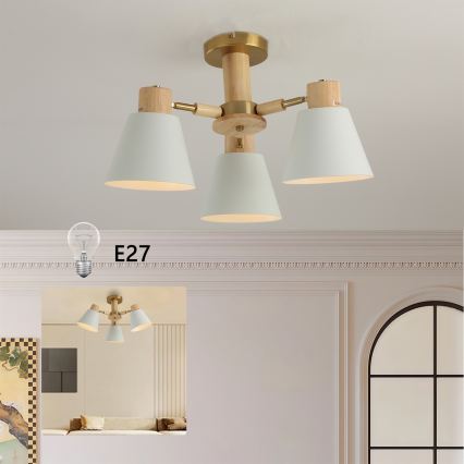 Brilagi - Przysufitowy żyrandol LUND WOOD 3xE27/40W/230V śr. 50 cm drewno