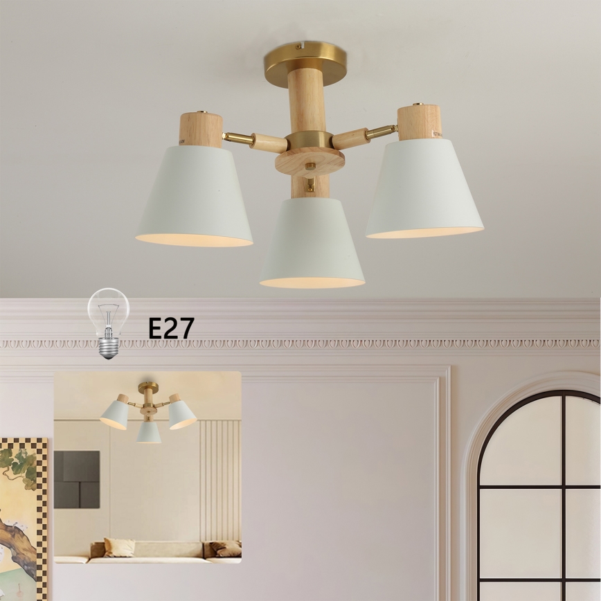 Brilagi - Przysufitowy żyrandol LUND WOOD 3xE27/40W/230V śr. 50 cm drewno