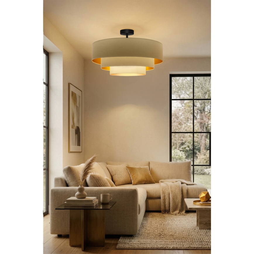 Brilagi - Przysufitowy żyrandol LUNETA 3xE27/60W/230V średnica 80 cm kremowy/złoty