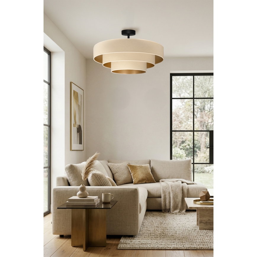 Brilagi - Przysufitowy żyrandol LUNETA 3xE27/60W/230V średnica 80 cm kremowy/złoty