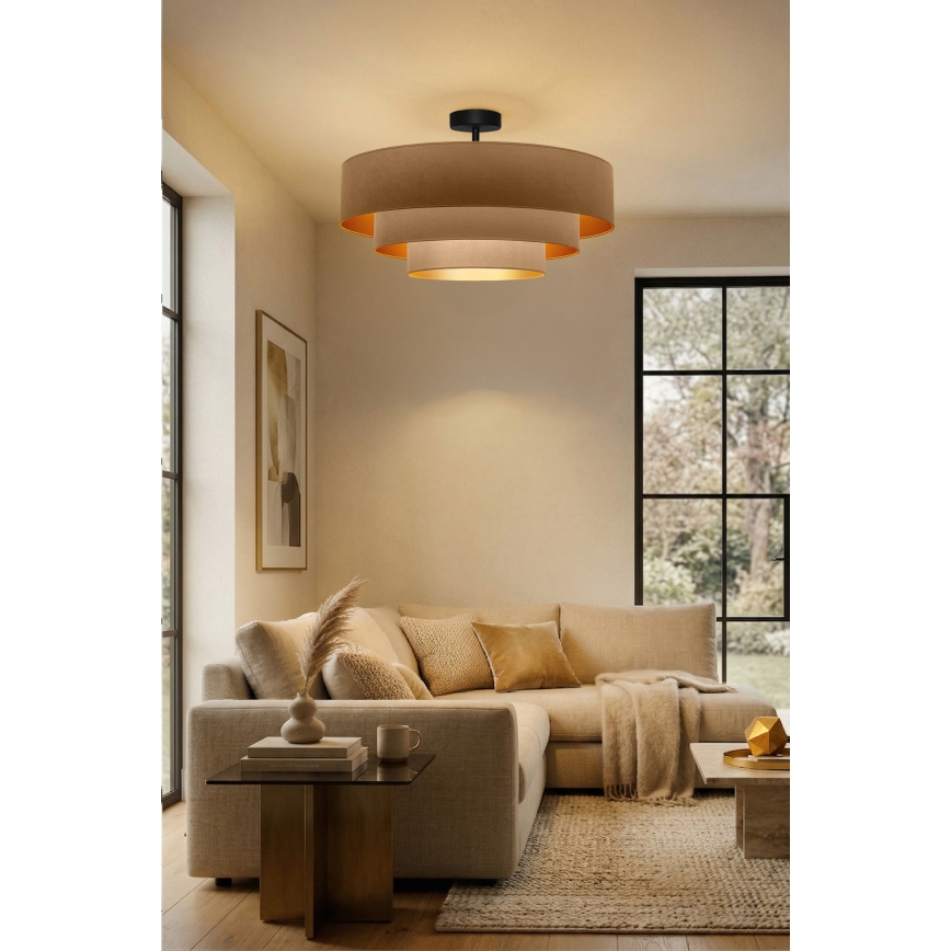 Brilagi - Przysufitowy żyrandol LUNETA 3xE27/60W/230V Ø 80 cm beżowy/złoty