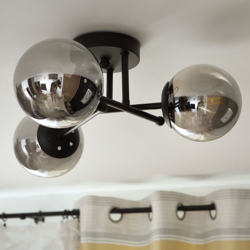 Brilagi - Przysufitowy żyrandol MALIVA 3xE14/15W/230V czarny/dymiony