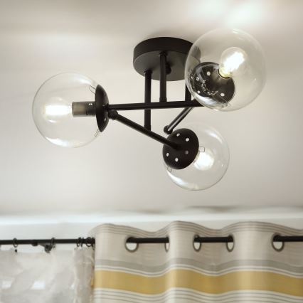 Brilagi - Przysufitowy żyrandol MALIVA 3xE14/15W/230V czarny/przezroczysty