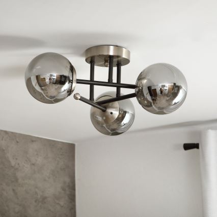 Brilagi - Przysufitowy żyrandol MALIVA 3xE14/15W/230V matowy chrom/szkło dymione
