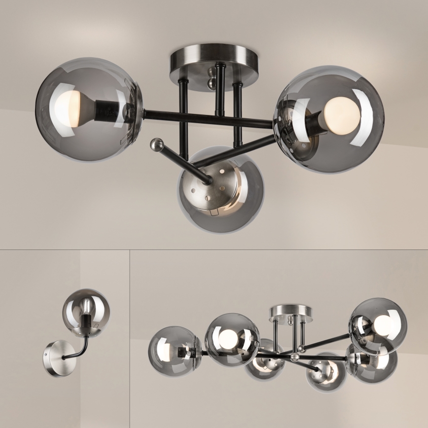 Brilagi - Przysufitowy żyrandol MALIVA 3xE14/15W/230V matowy chrom/szkło dymione