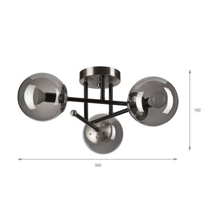 Brilagi - Przysufitowy żyrandol MALIVA 3xE14/15W/230V matowy chrom/szkło dymione