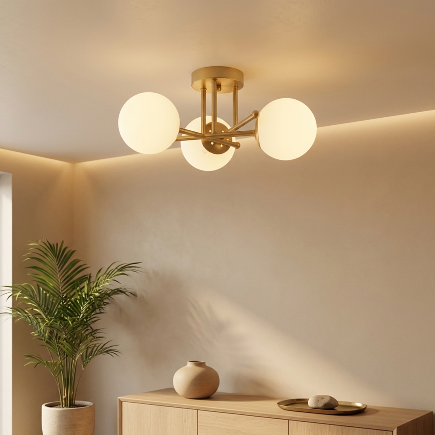 Brilagi - Przysufitowy żyrandol MALIVA 3xE14/15W/230V złoty/biały