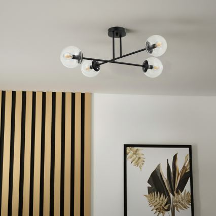 Brilagi - Przysufitowy żyrandol MALIVA 4xE14/15W/230V czarny/przezroczysty
