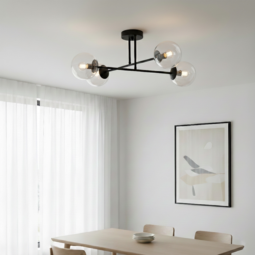 Brilagi - Przysufitowy żyrandol MALIVA 4xE14/15W/230V czarny/przezroczysty