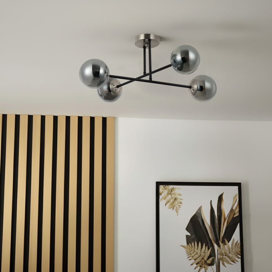 Brilagi - Przysufitowy żyrandol MALIVA 4xE14/15W/230V matowy chrom/przydymiony