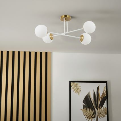 Brilagi - Przysufitowy żyrandol MALIVA 4xE14/15W/230V złoty/biały