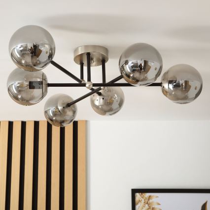 Brilagi - Przysufitowy żyrandol MALIVA 6xE14/15W/230V matowy chrom/dymione