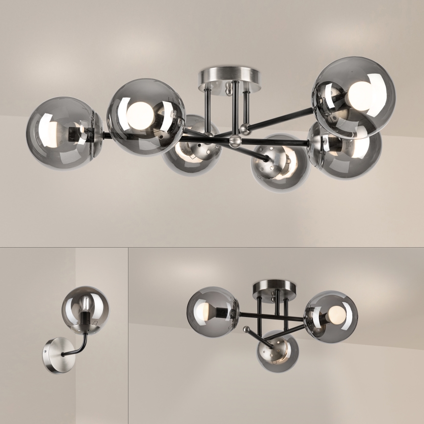 Brilagi - Przysufitowy żyrandol MALIVA 6xE14/15W/230V matowy chrom/dymione