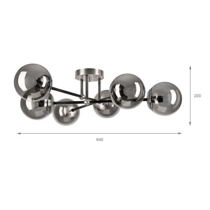 Brilagi - Przysufitowy żyrandol MALIVA 6xE14/15W/230V matowy chrom/dymione