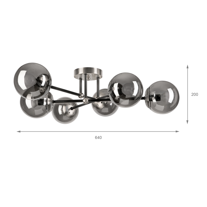 Brilagi - Przysufitowy żyrandol MALIVA 6xE14/15W/230V matowy chrom/dymione