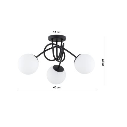 Brilagi - Przysufitowy żyrandol MILO 3xE27/60W/230V czarny