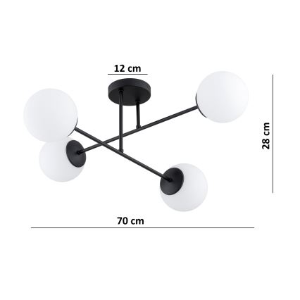 Brilagi - Przysufitowy żyrandol MILO 4xE27/60W/230V czarny
