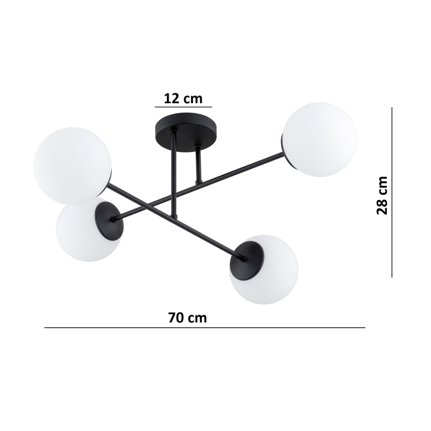 Brilagi - Przysufitowy żyrandol MILO 4xE27/60W/230V czarny