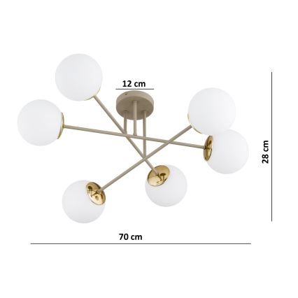 Brilagi - Przysufitowy żyrandol MILO 6xE27/60W/230V beżowy/złoty