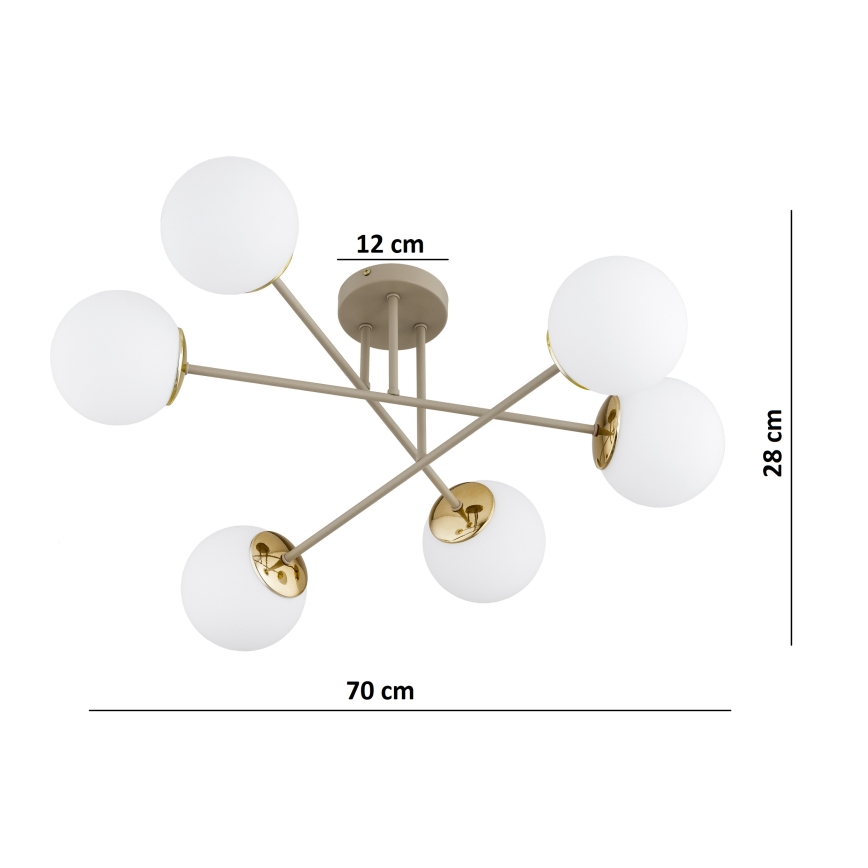 Brilagi - Przysufitowy żyrandol MILO 6xE27/60W/230V beżowy/złoty