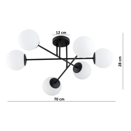 Brilagi - Przysufitowy żyrandol MILO 6xE27/60W/230V czarny