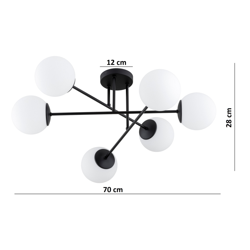Brilagi - Przysufitowy żyrandol MILO 6xE27/60W/230V czarny