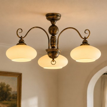 Brilagi - Przysufitowy żyrandol MOLLERO 3xE27/15W/230V śr. 84 cm brąz/patyna