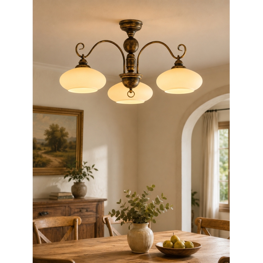 Brilagi - Przysufitowy żyrandol MOLLERO 3xE27/15W/230V śr. 84 cm brąz/patyna
