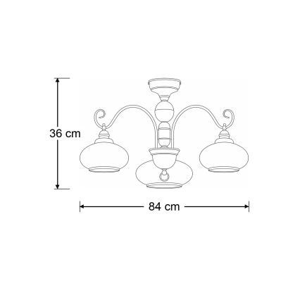 Brilagi - Przysufitowy żyrandol MOLLERO 3xE27/15W/230V śr. 84 cm brąz/patyna