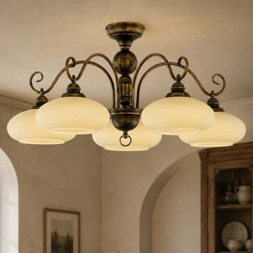 Brilagi - Przysufitowy żyrandol MOLLERO 5xE27/15W/230V śr. 84 cm brąz/patyna