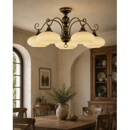 Brilagi - Przysufitowy żyrandol MOLLERO 5xE27/15W/230V śr. 84 cm brąz/patyna