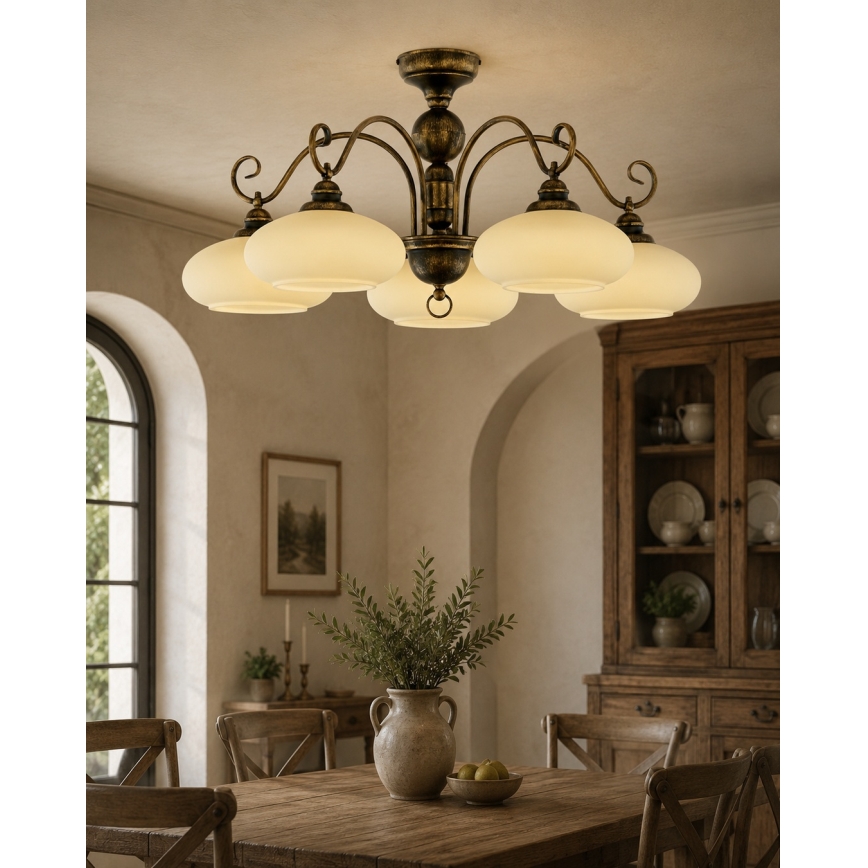 Brilagi - Przysufitowy żyrandol MOLLERO 5xE27/15W/230V śr. 84 cm brąz/patyna