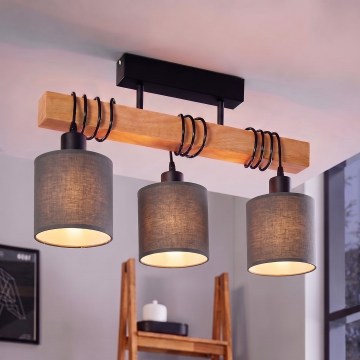 Brilagi - Przysufitowy żyrandol NUBILA 3xE27/60W/230V sosna/antracyt